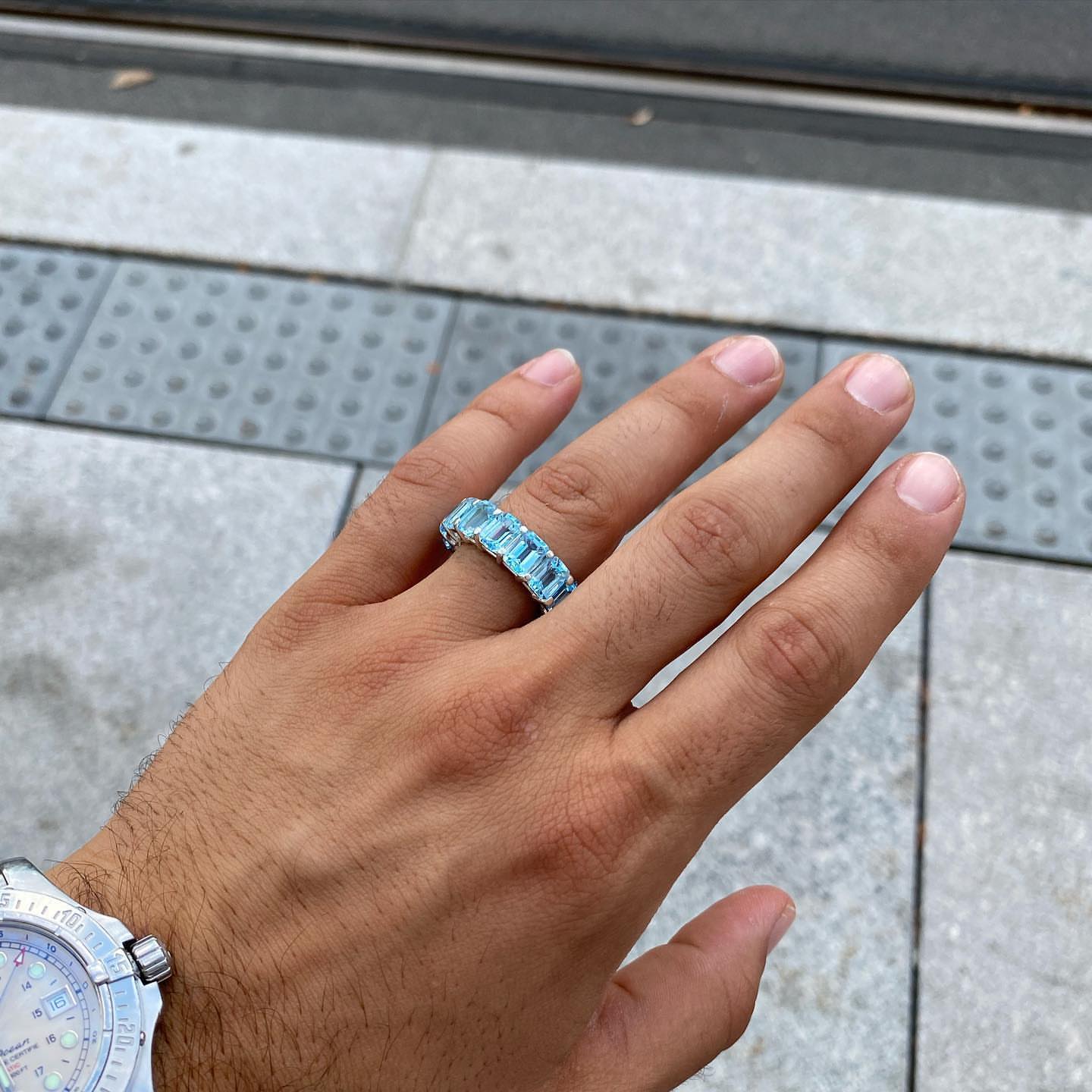 Blue Topaz Sliver Ring